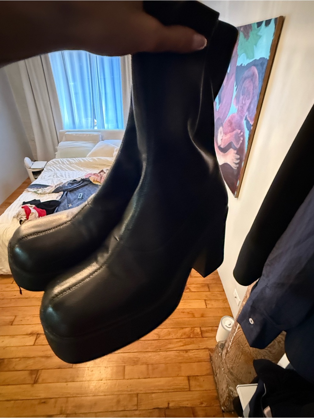 Steve Madden Black Platform Block Heel Ankle Boots klayton